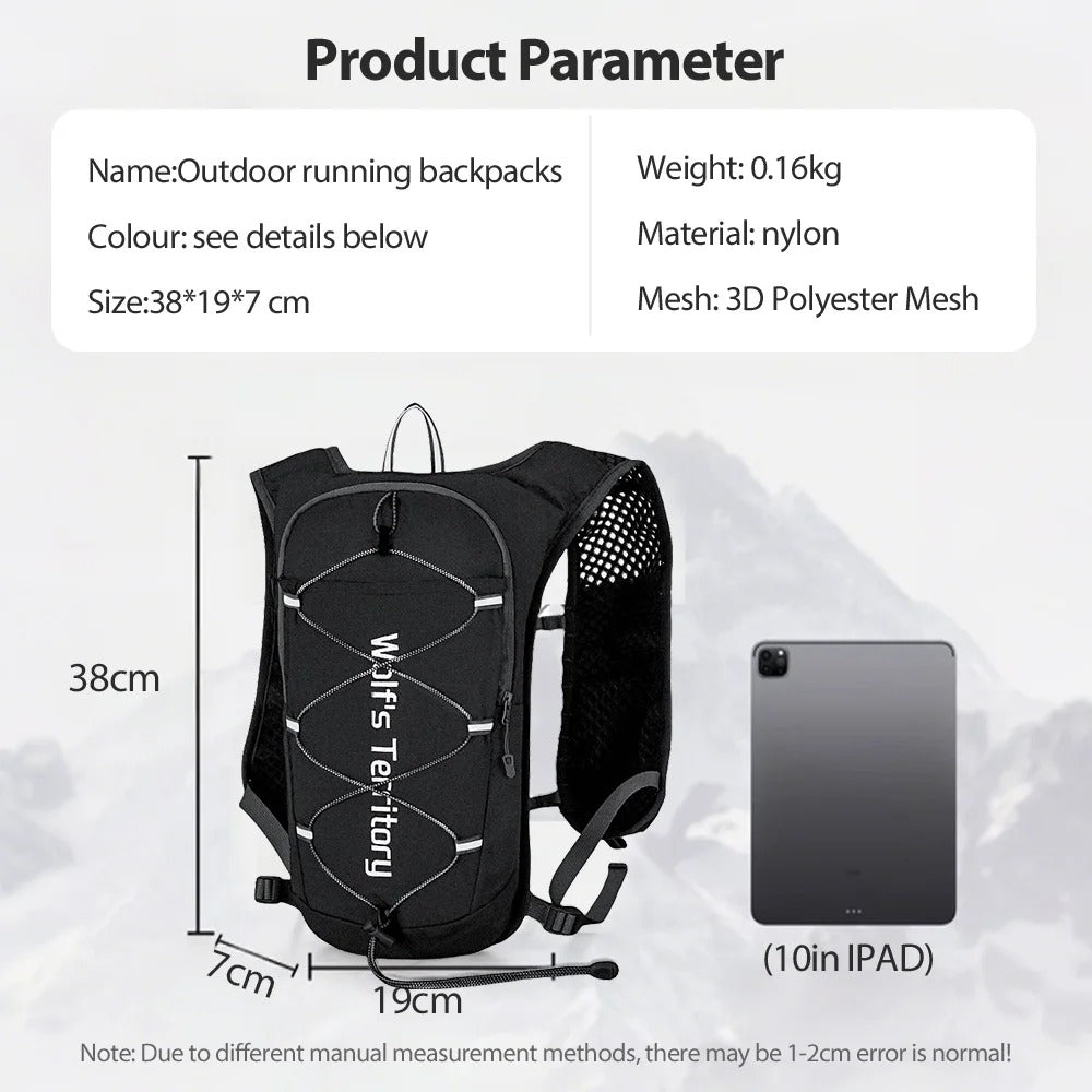 NEWBOLER Outdoor Trail Running Ultralight Backpack Running Hydration Vest Breathable Marathon Running Backpack Water Bottle